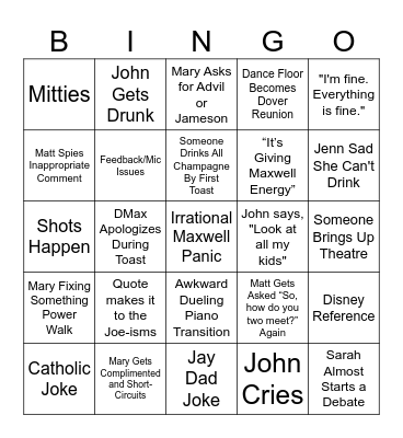 Michael + Meghan's Wedding Bingo Card