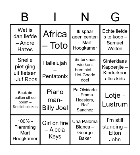 Sinterklaasbingo! Bingo Card