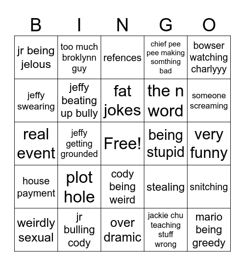 SML Bingo Card