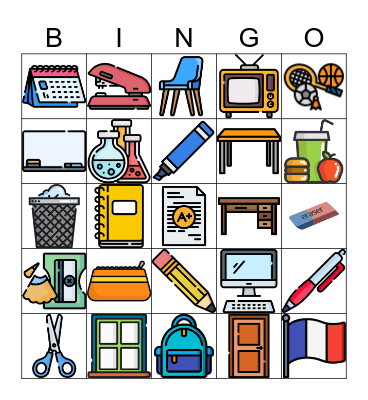 Les fournitures scolaires Bingo Card