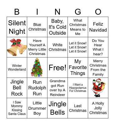 Christmas Tunes Bingo Card