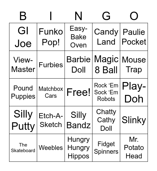 Popular Kids Toys (1950-10250 Bingo Card