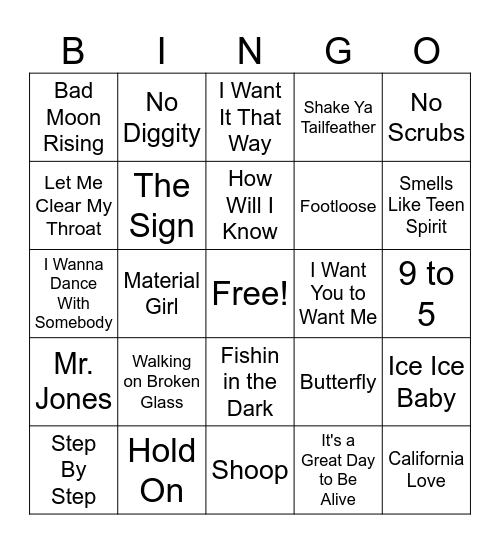 MUSIC BINGO Card
