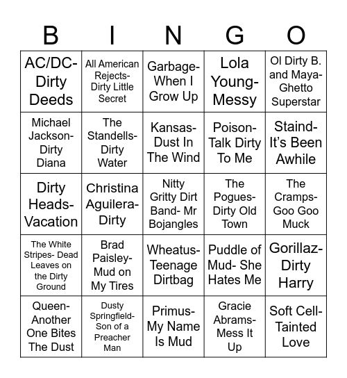 Radio Bingo Clean This Up Bingo Card