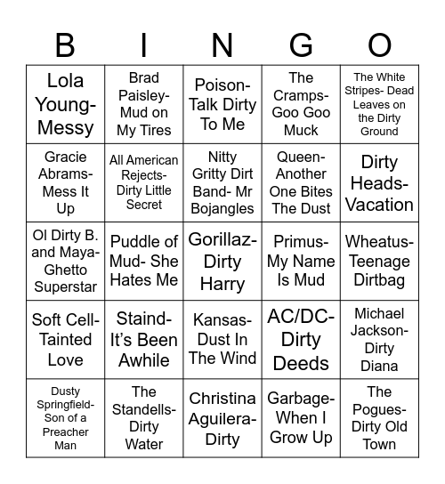 Radio Bingo Clean This Up Bingo Card