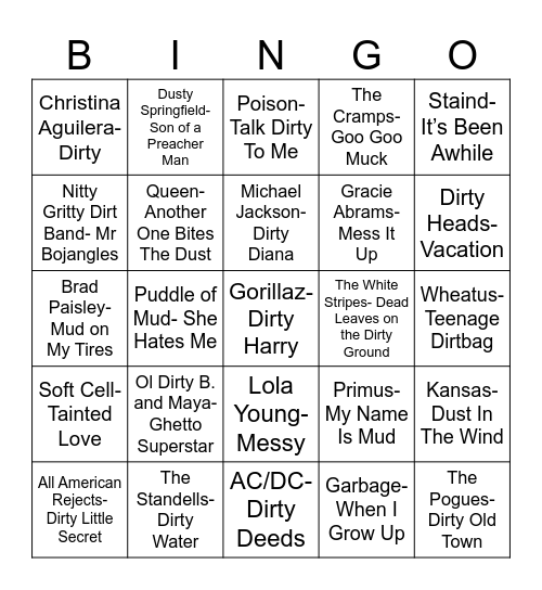 Radio Bingo Clean This Up Bingo Card
