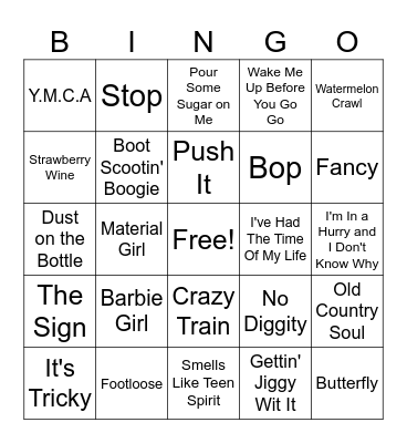 Music Bingo Card