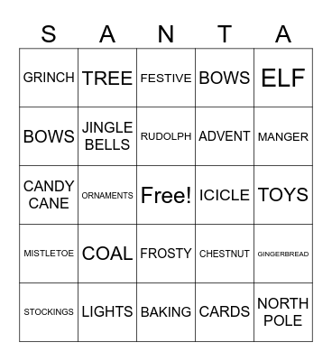 CHRISTMAS Bingo Card