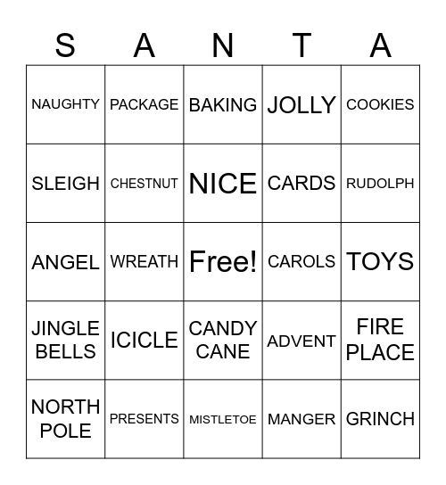 CHRISTMAS Bingo Card