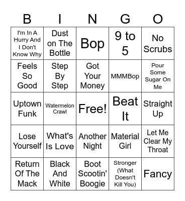 Music Bingo Card