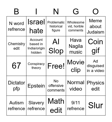 Burnt Instagram Reels Bingo Card