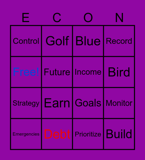 Budgeting Bingo! Bingo Card