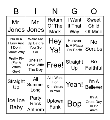Music Bingo Card