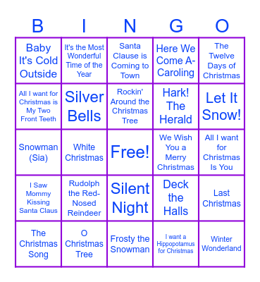 Holiday Jams Bingo Card