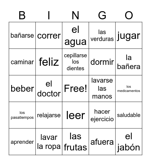 Healthy Habits Bingo Card