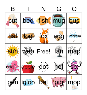English Vowels Bingo Card