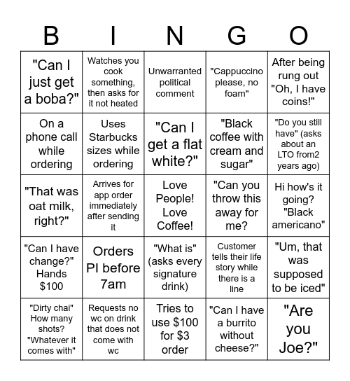 Bing-Joe's Bingo Card