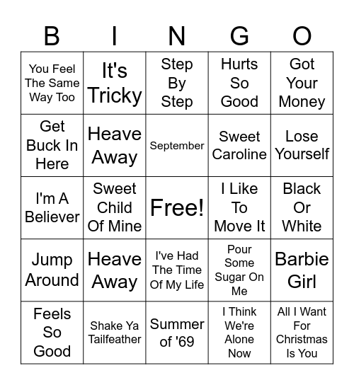 MUSIC BINGO Card
