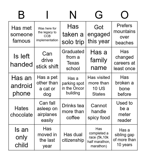 C2m Workshop Kick-off Bingo Card