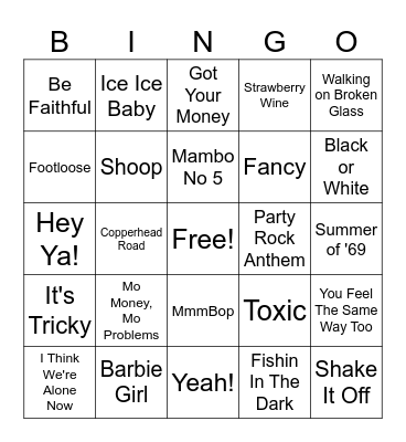MUSIC BINGO Card