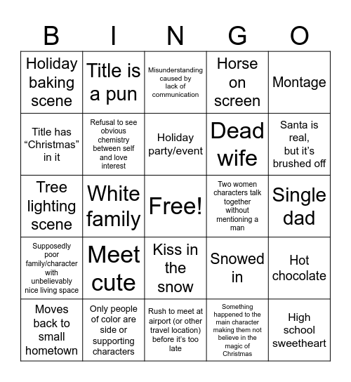 Christmas Movie Bingo Card