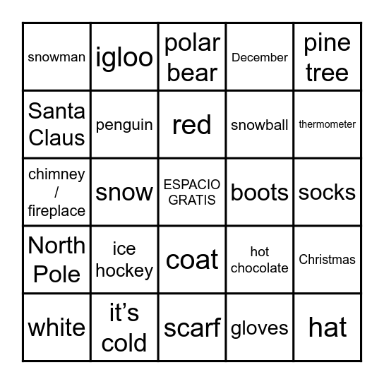 El invierno Bingo Card