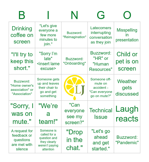 Lemonjuice Bingo Card