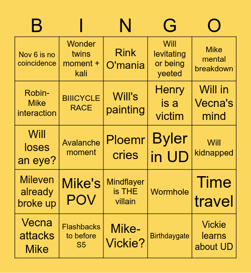 ST Volume 2 Bingo Card