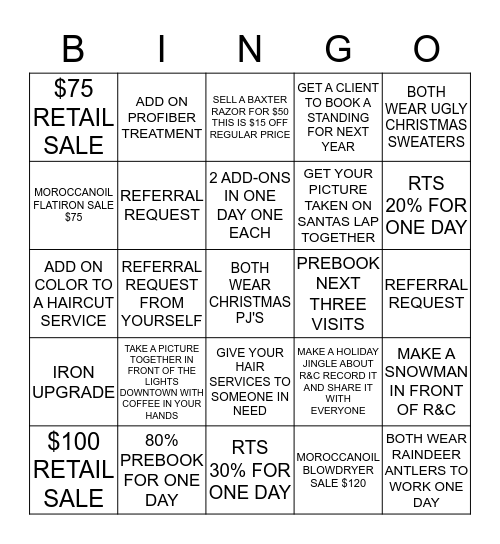 RUBY AND CLOVER HOLIDAY BINGO Card