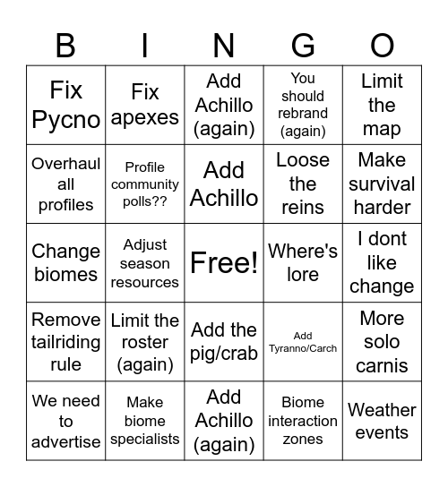 Insula Antiqua Community Suggestions Bingo Card