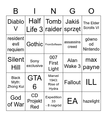 Tga 2025 Bingo Card