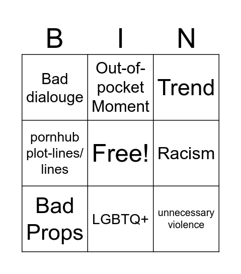 TT Bingo Card