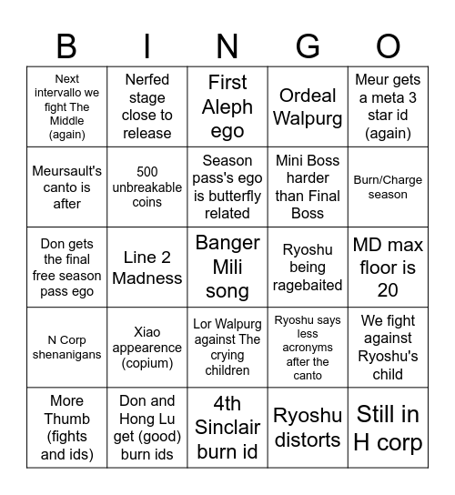 Canto IX Bingo Card