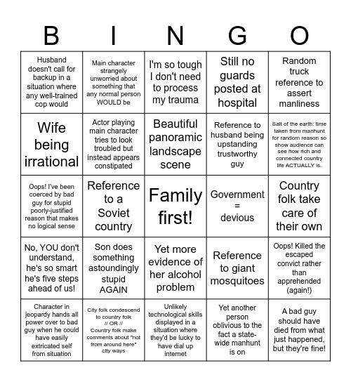 The Last Frontier Bingo Card