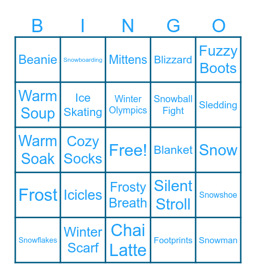 Winter Wonderland Bingo Card