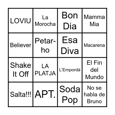 Bingo Musical Costa Llobera Bingo Card