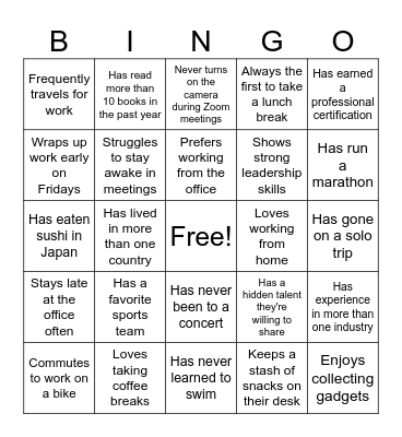 Human Bingo: Group Ops Social Night Bingo Card
