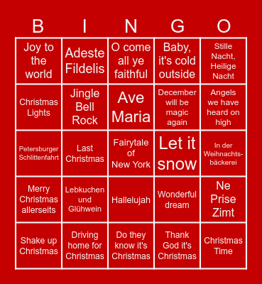 O du fröhliche Bingo Card