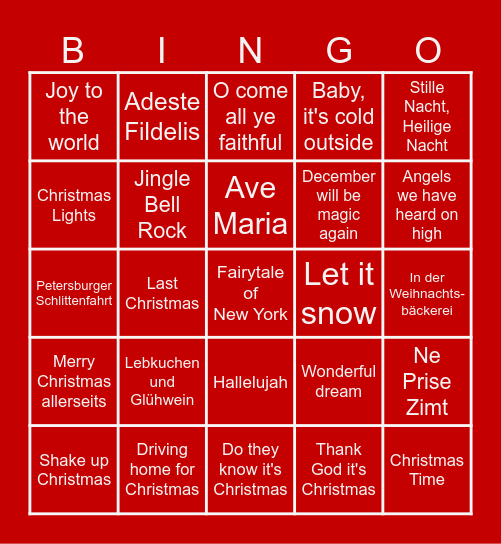 O du fröhliche Bingo Card