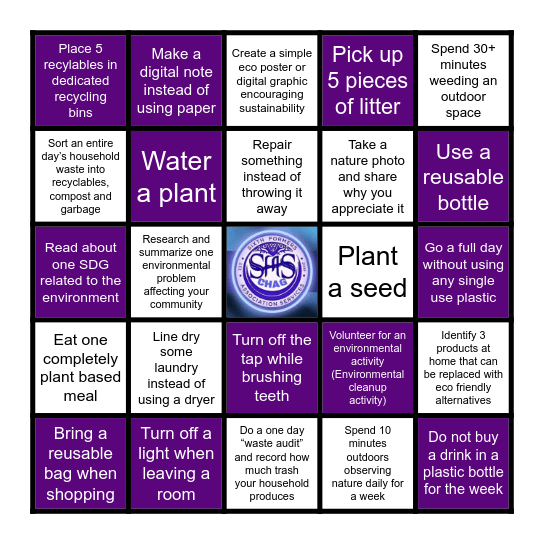 SFAS ENVIRONMETAL BINGO 2025 Bingo Card