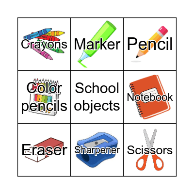School Objects Bingo Card