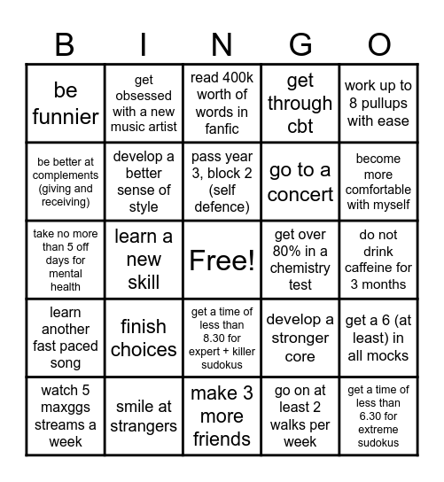 2026 Bingo Card