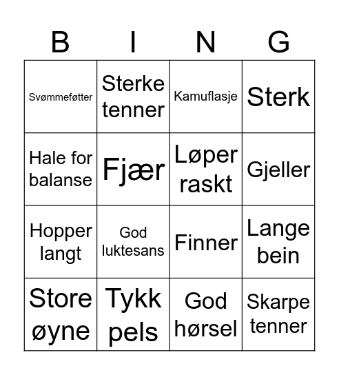 Tilpasningsbingo Card