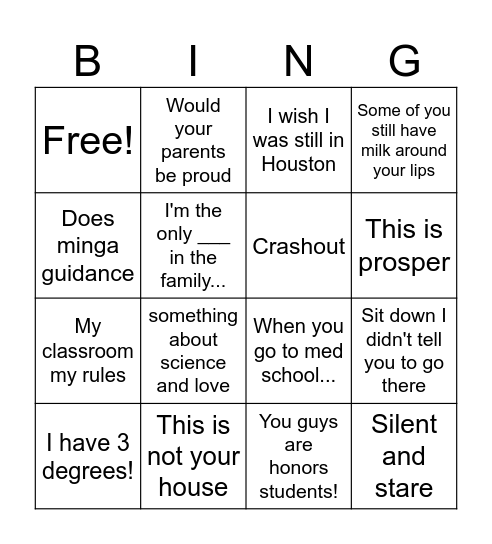 Mr.Abellon Bingo Card Bingo Card
