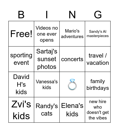 Strike a Pose Bingo Card