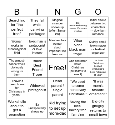 Hallmark Christmas Movie Bingo Card