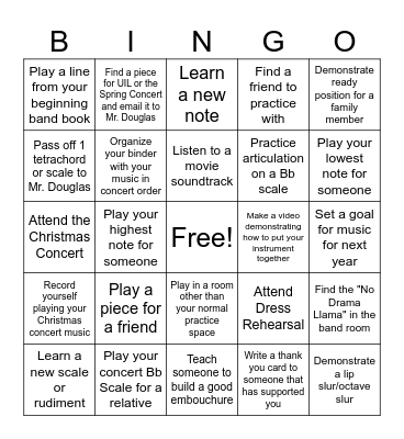 Practice Bingo Card