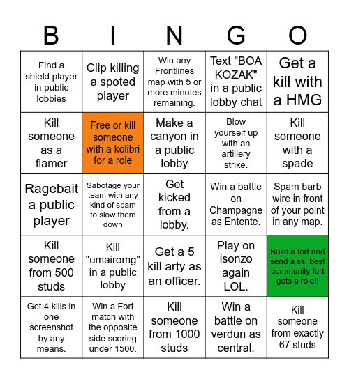 Entrenched Bingo Card
