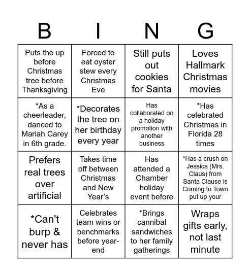 Mingle Bingo Card