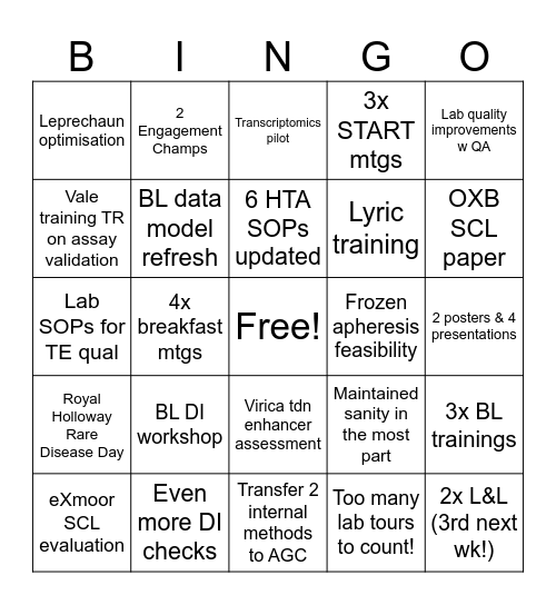TD 2025 Bingo Card